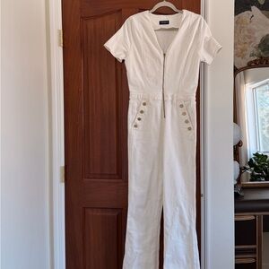 White Jumpsuit with Gold Accents